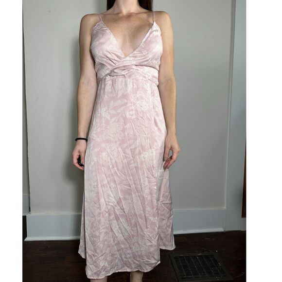 Madewell Pink White Floral Wrap Midi Dress Size Small - Picture 3 of 5